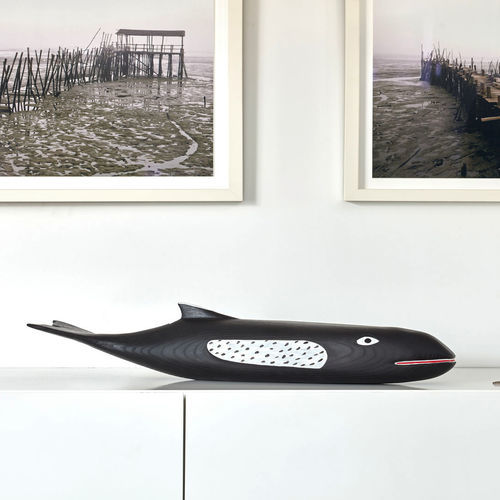 Escultura em madeira de freixo - HOUSE WHALE - vitra - preta / animal / contemporânea