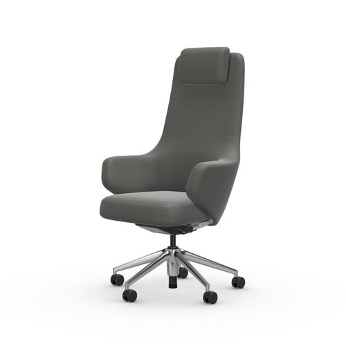 Cadeira executiva contemporânea - GRAND - vitra - em couro / em alumínio polido / com encosto para cabeça