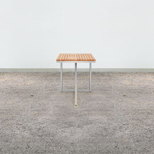 Mesa contemporânea - at_17 - Silvio Rohrmoser - em madeira maciça / em lariço / com base em aço inoxidável polido