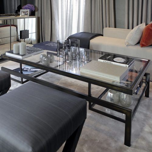 Mesa de centro clássica - HERTFORD  - Decorus - em vidro / em aço inoxidável polido / quadrada