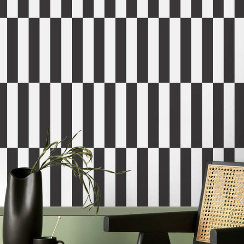 Papel de parede contemporâneo - BOTANY HOUSE : RITMO - Parato - com padrão geométrico / listrado / cinza