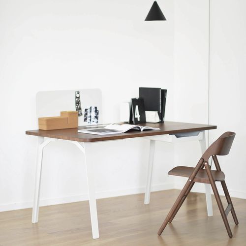 Mesa secretária de piso - MANTIS - case - contemporânea / metálica / em madeira