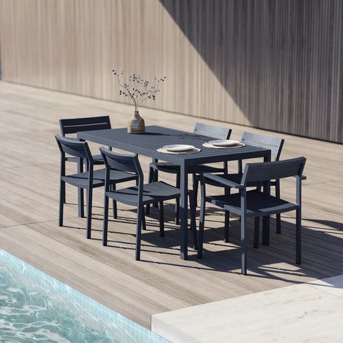 Mesa de jantar contemporânea - EOS - case - em alumínio / em madeira / com base em alumínio