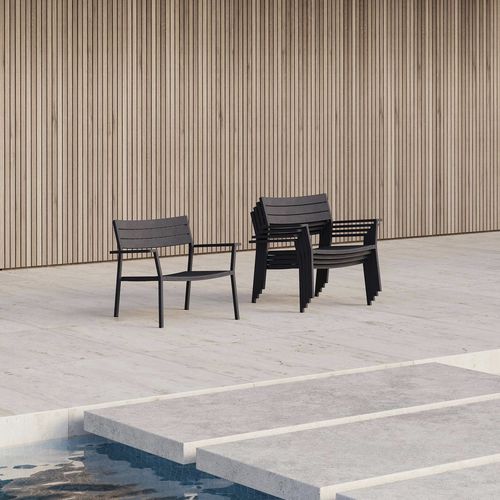 Poltrona contemporânea - EOS - case - em alumínio / empilhável / de jardim