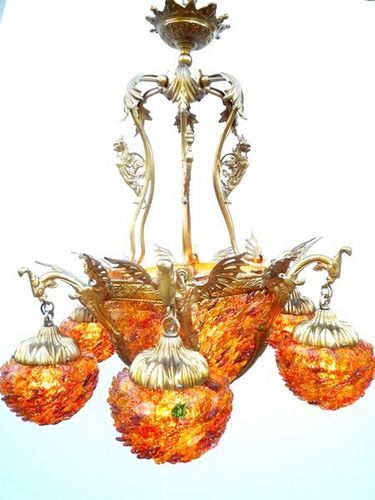 Lustre de estilo - DRAGON - TIEF - em vidro / em bronze / de OLED