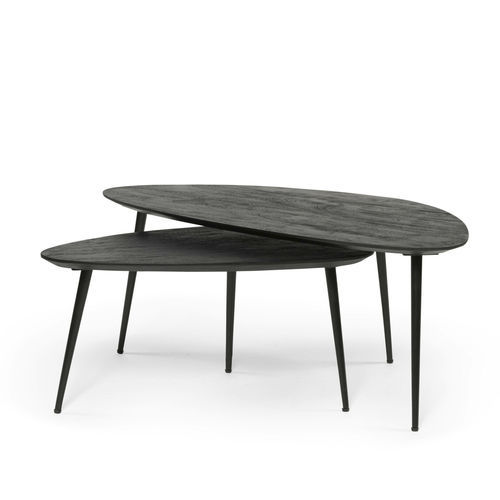 Mesa de centro contemporânea - TH1497 - DEKOCANDLE - em madeira / com base metálica / oval