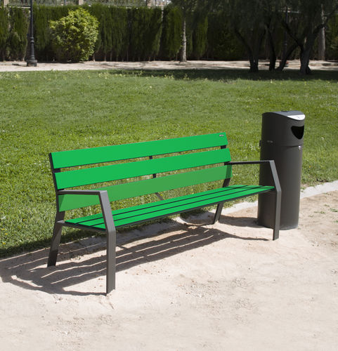 Banco para espaço público contemporâneo - ECOTEC BENCH - CERVIC ENVIRONMENT - em madeira / em aço / com encosto