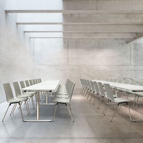 Mesa de conferências contemporânea - BASIC 2910 - Brunner GmbH - em HPL / com base em metal cromado / retangular