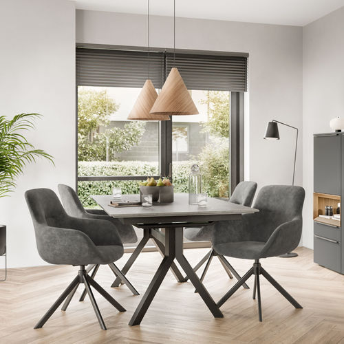 Mesa de jantar contemporânea - Paris  - nobilia - em madeira / em concreto / em ardósia