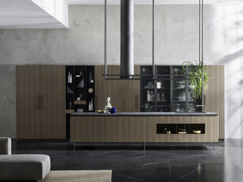 Cozinha de estilo industrial - RUA - TM Italia - em madeira / em vidro / metálica