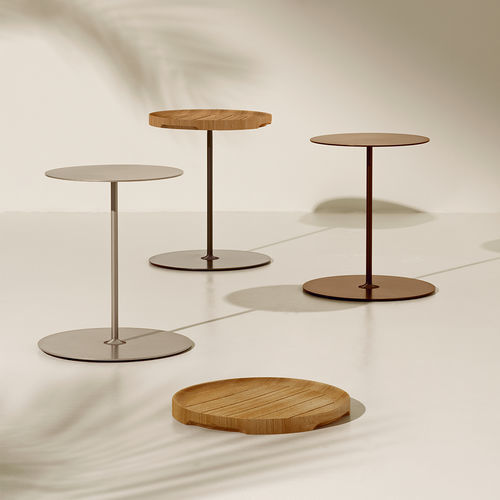 Mesa lateral contemporânea - Tender - Ethimo - em teca / em alumínio / com base em alumínio