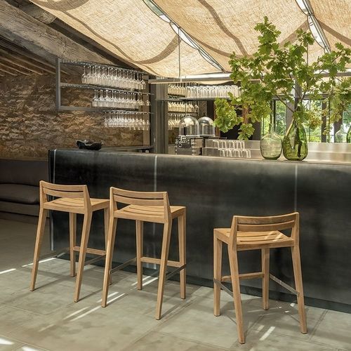 Cadeira alta contemporânea - Ribot - Ethimo - para ambiente externo / para ambiente interno / em tecido acrílico