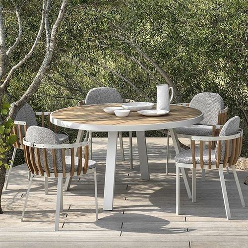 Mesa contemporânea - Swing - Ethimo - em teca / com base em alumínio / retangular