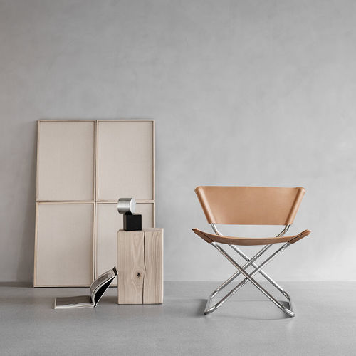 Cadeira contemporânea - 801 - Engelbrechts - para ambiente interno / em couro / com base metálica