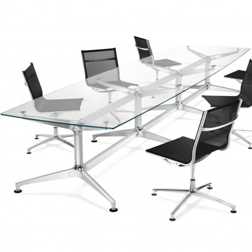 Mesa de reunião contemporânea - 12 SERIES - Engelbrechts - em alumínio / em vidro / com base metálica