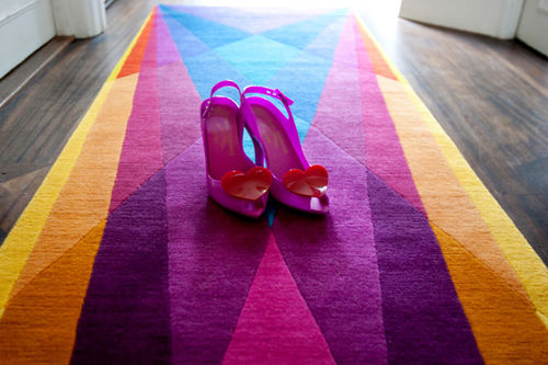 Tapete contemporâneo - RAINBOW RUNNER - Sonya Winner - estampado / em lã da Nova Zelândia / tufado à mão