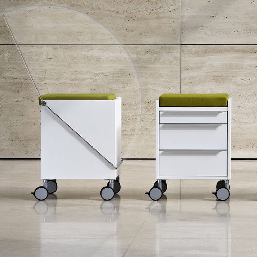 Módulo de gavetas para escritório metálico - VERSA H  - Vario - em madeira / com 3 gavetas / com rodízios