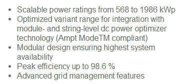 Inversor solar - RPS TL  (VARIANTS FOR DC OPTIMIZERS) - Bonfiglioli - de correntes / modular