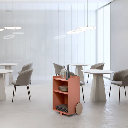 Mesa lateral contemporânea - BEN - Systemtronic - em aço pintado / com base em carvalho / retangular