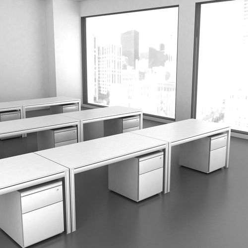Mesa secretária de piso - NASKI - Systemtronic - contemporânea / em alumínio / em laminado melamínico