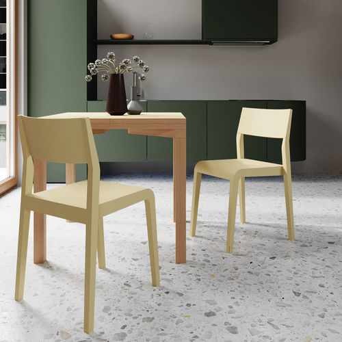 Mesa de jantar de design escandinavo - Piaf - Sculptures Jeux - em carvalho / em laminado / com base em carvalho
