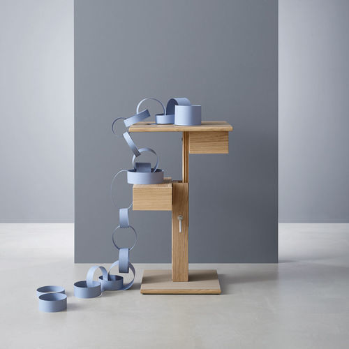 Criado-mudo de design escandinavo - Nuit - Sculptures Jeux - em carvalho / em laminado / com base em carvalho