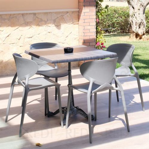 Mesa de estilo - ANTONIETA / 4 - Redi - em madeira / com base em alumínio fundido / quadrada