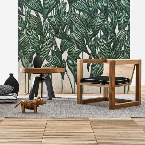Poltrona contemporânea - Boxer - Il Giardino di Legno - em tecido / em teca / com almofada removível
