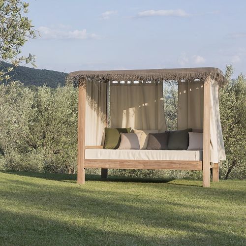 Cama de jardim com dossel - Ratio - Il Giardino di Legno - de casal / clássica / estofada