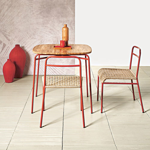 Mesa de jantar contemporânea - Famiglia - Il Giardino di Legno - em teca / com base metálica / quadrada