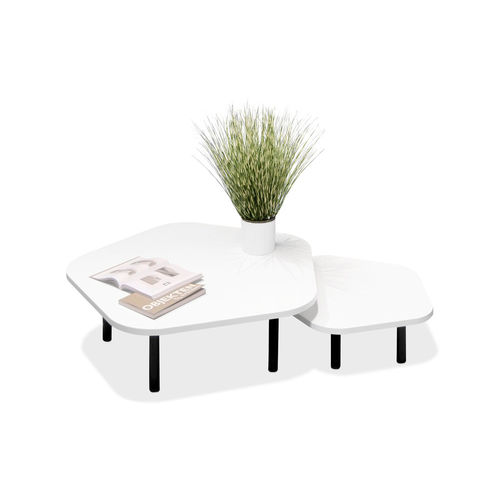 Mesa de centro contemporânea - PENTAGON - Objekten - em carvalho / em laminado melamínico / com base em aço laqueada