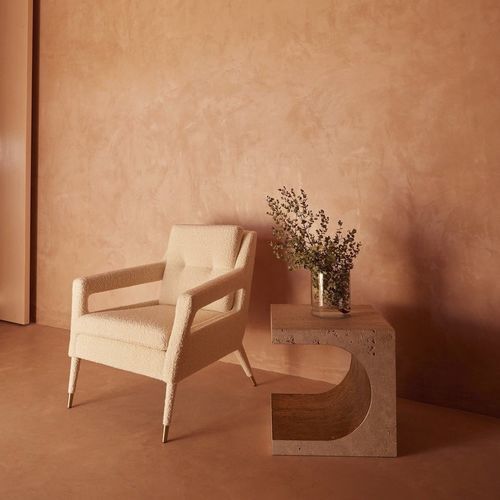 Mesa lateral contemporânea - CANYON - Ginger & Jagger - em pedra / em mármore travertino / com base em pedra