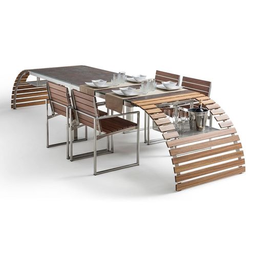 Mesa de jantar de design original - MENSA - PALMAR arredi - em teca / em iroko / em vidro temperado