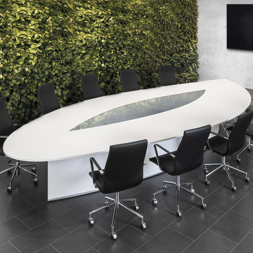 Mesa de conferências contemporânea - .CON AIR - Spiegels - em madeira / em vidro / com base metálica