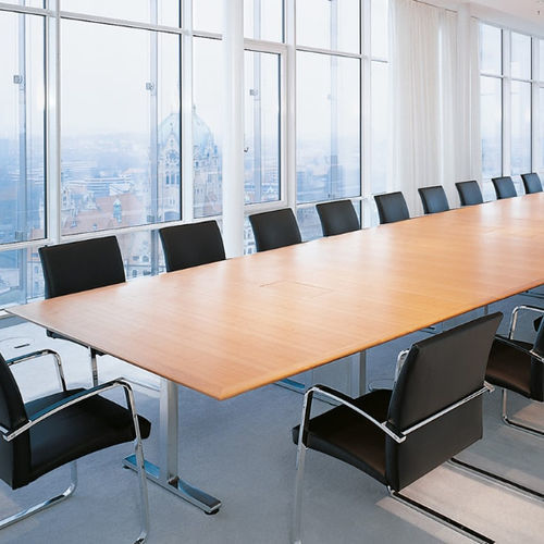 Mesa de conferências contemporânea - .INTRA - Spiegels - em madeira / com base metálica / retangular