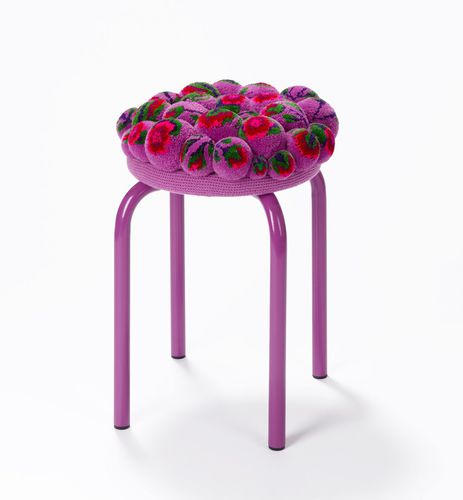 Banqueta contemporânea - No.3 - MYK Berlin - em lã de merino / com base em aço / estofada