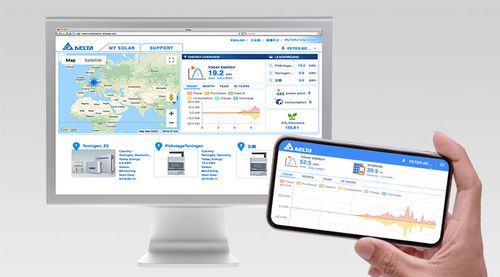 Sistema de monitoramento para usina de energia fotovoltaica - MYDELTASOLAR CLOUD - Delta Energy Systems - sem fio / com seguidor solar