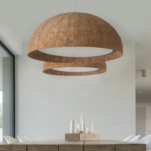 Pendente - CHAMPAGNE - FLAM ET LUCE LUMINAIRES - em cortiça / contemporânea / sem fio