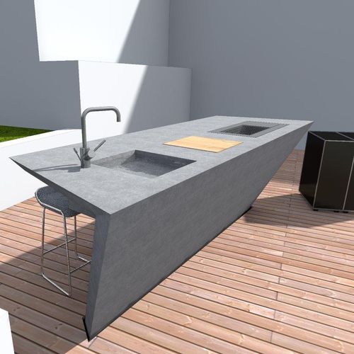 Cozinha para ambiente externo - Stayconcrete - contemporânea / em concreto / com ilha
