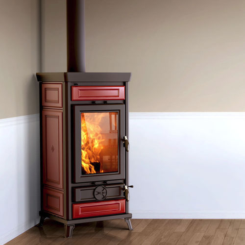 Salamandra a lenha - Vittoria Evo Maiolica - THERMOROSSI - 10 kW–20 kW / de piso / contemporânea