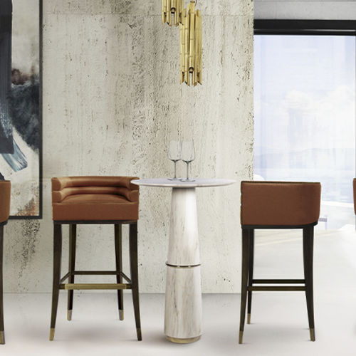 Mesa alta contemporânea - AGRA  - BRABBU DESIGN FORCES - em latão / em mármore / com base em mármore