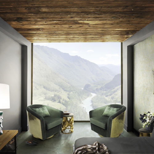 Poltrona contemporânea - EARTH - BRABBU DESIGN FORCES - em veludo / marrom / verde