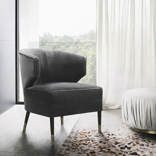 Poltrona contemporânea - IBIS - BRABBU DESIGN FORCES - em veludo / cinza / cor personalizável