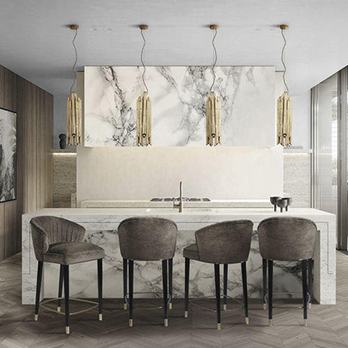 Cadeira alta contemporânea - NUKA COUNTER - BRABBU DESIGN FORCES - para ambiente interno / em veludo / em algodão