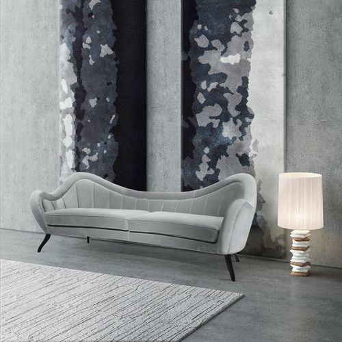 Sofá contemporâneo - HERMES - BRABBU DESIGN FORCES - em veludo / em algodão / com braços