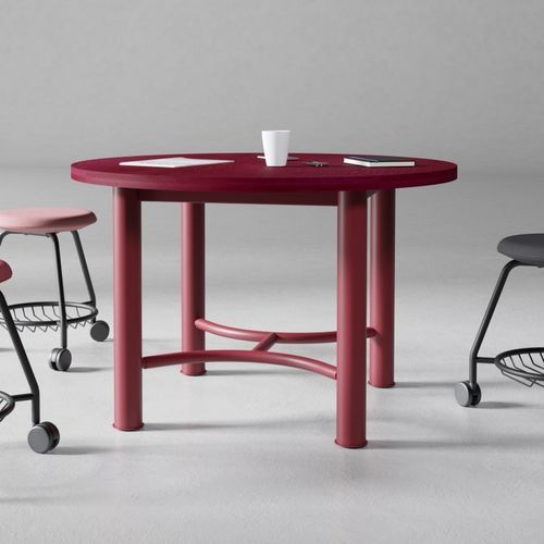 Mesa contemporânea - DEMINO - Balma - em madeira / com base metálica / redonda