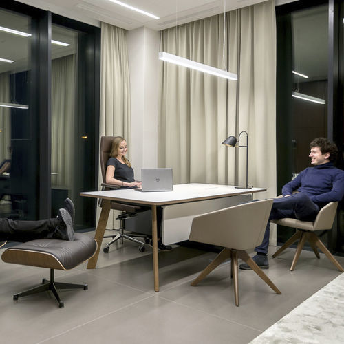 Mesa secretária de piso - SIMPLIC - Balma - de 2 a 4 lugares / contemporânea / com folheado de madeira