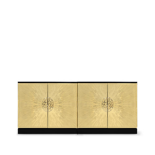 Buffet aparador contemporâneo - HEIVE - KOKET Love Happens - em madeira laqueada / em latão polido / com portas de abrir