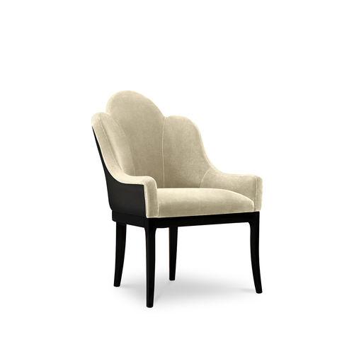 Cadeira de sala de jantar clássica - ANASTASIA - KOKET Love Happens - para ambiente interno / em veludo / com base em madeira laqueada