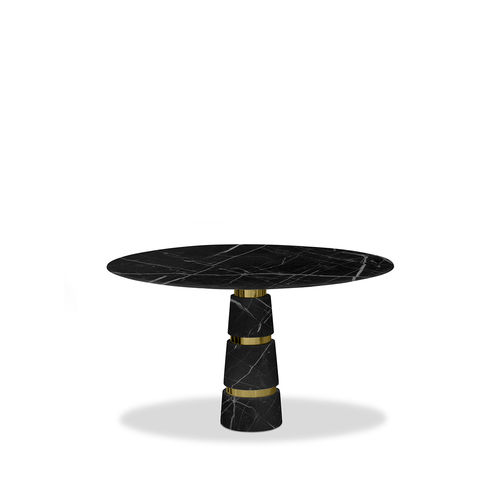 Mesa de jantar contemporânea - AVALANCHE NERO MAQUINA MARBLE - KOKET Love Happens - em mármore / com base em latão / com base em mármore